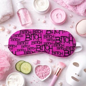 Pink Sleep Mask – Soft Plush Backing – Funny Eye Mask – Adult Humor Gift